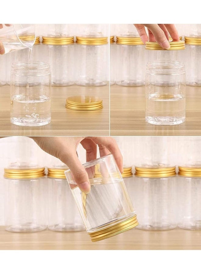 Alsaqer 12 Pieces 680 ml Empty Bottle Refillable Clear Plastic Jars with Gold Lids for Food Home Storage Products Round Containers Candy, Spices, Biscuits - Image 2
