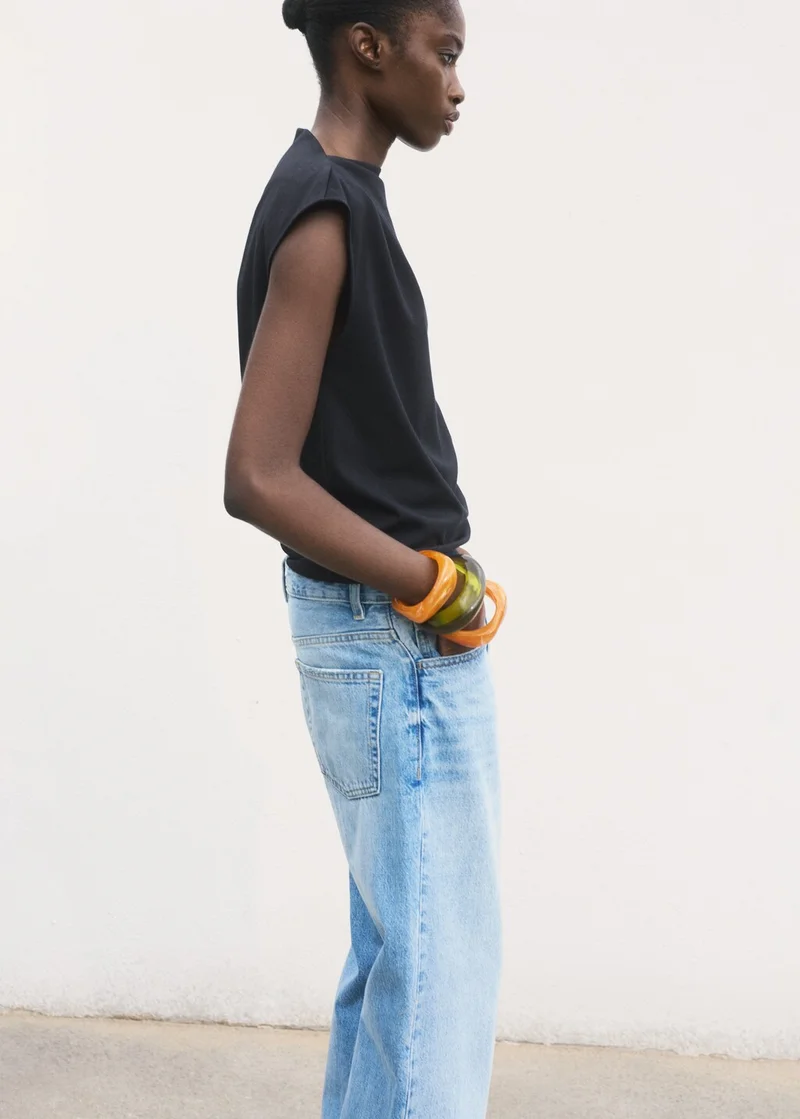 MANGO T-Shirt With Gathered Asymmetrical Neck