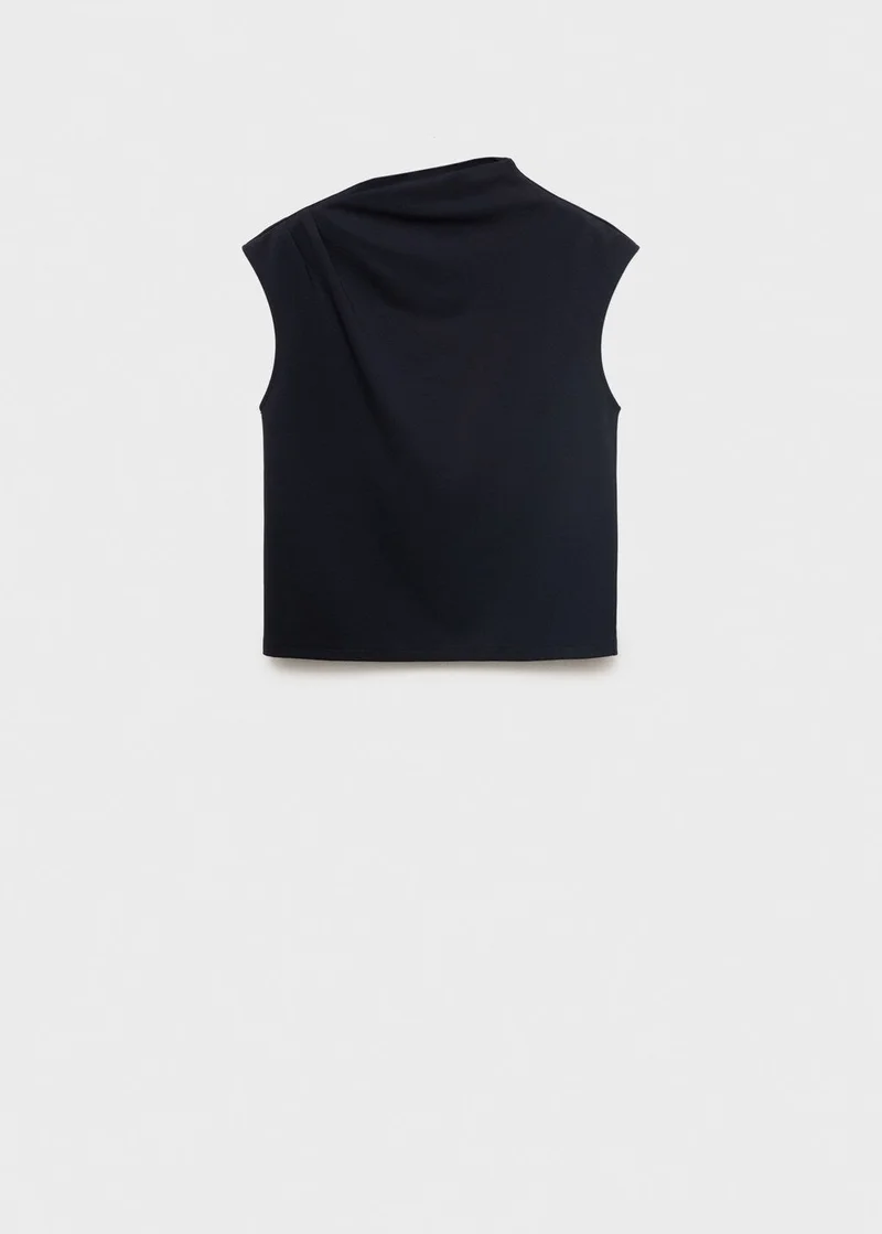 Mango  T-Shirt With Gathered Asymmetrical Neck for Women | Best Price UAE