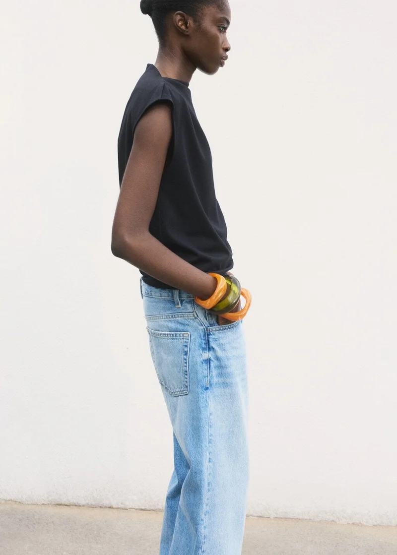 Mango  T-Shirt With Gathered Asymmetrical Neck for Women | Best Price UAE