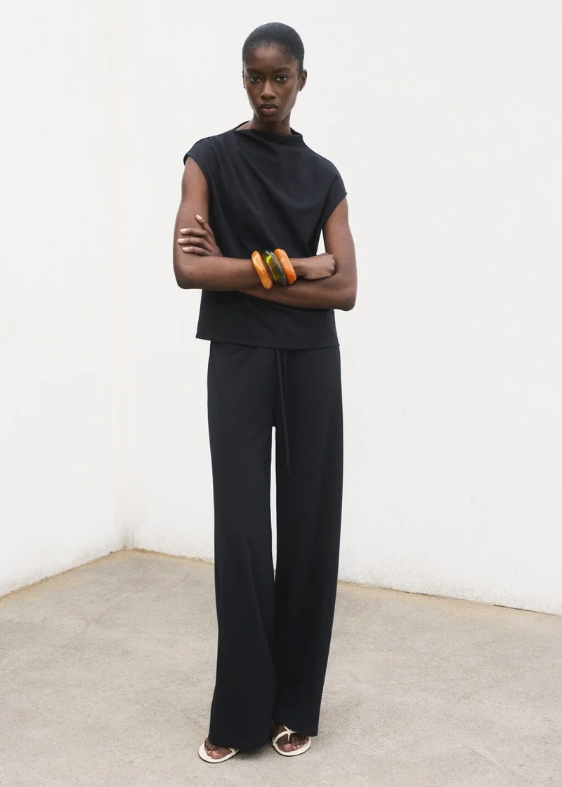 Mango  T-Shirt With Gathered Asymmetrical Neck for Women | Best Price UAE