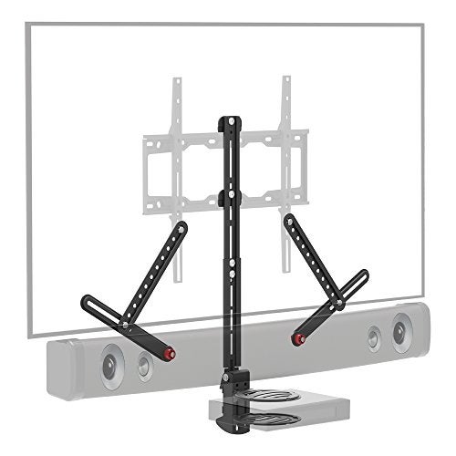 Barkan Universal Soundbar Mount & A/V Shelf, Adjustable Bracket for Mounting Above or Under The TV, Sizes 13-80 inch, Fits Most of Sound Bars Up to 14 lbs, Anti-Slip Clamp Black - Image 1