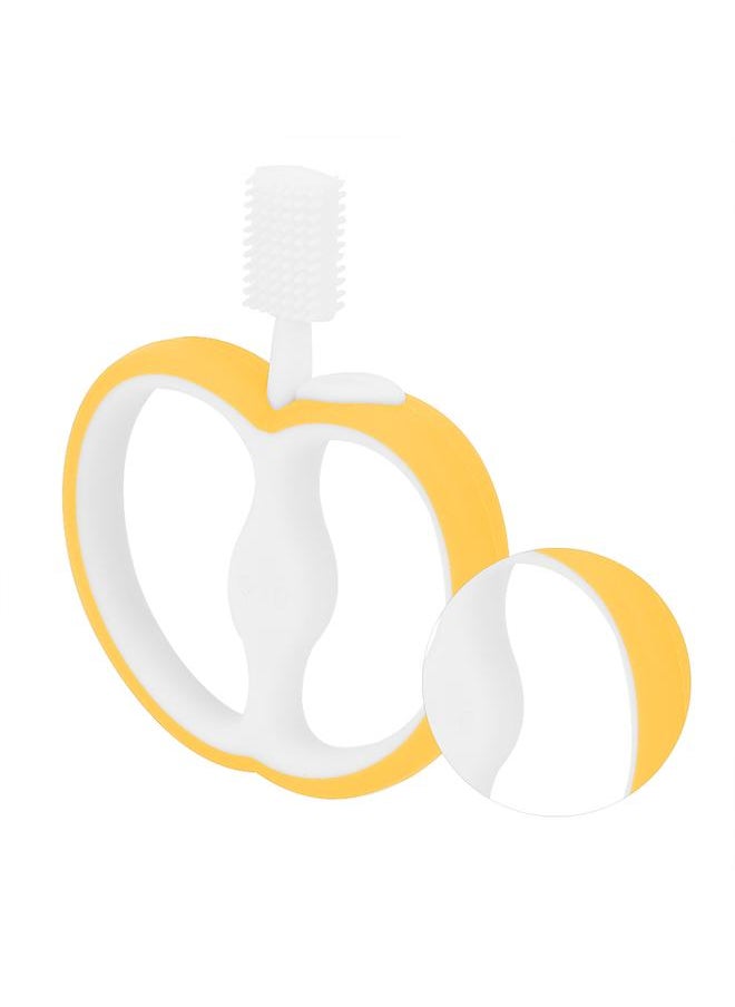 Thoraya ApplE Shaped Teethers Baby Teething Toys Food Grade Silicone Soft Baby Teether(Yellow)  - Image 4
