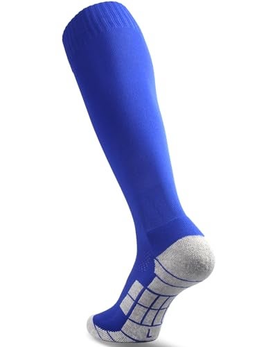 CWVLC Boys Soccer Socks Youth Football Sport Team Athletic Knee High Long Tube Cotton Compression Socks Blue Small 3Y5Y Youth 46 Women - Image 1