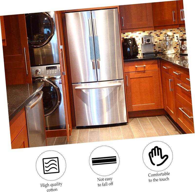 VERDANVERSE Refrigerator Handle Covers 4pcs Set Padded Quilted Protector for Fridge Door Handles Microwave Oven Knob Covers Blue Long and Short Sizes for Kitchen Appliance Use - Image 2
