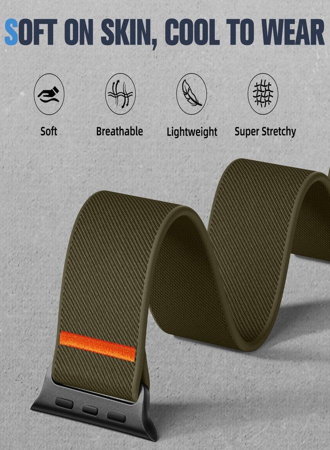 Dirrelo Stretchy Nylon Bands Compatible with Apple Watch Ultra 2 Band 49mm 46mm 45mm 44mm 42mm (Series 1 2 3) Men, Adjustable Soft Replacement Wristband Accessories for iWatch Series 11 10 9 8 7 6 5 4 SE - Image 3