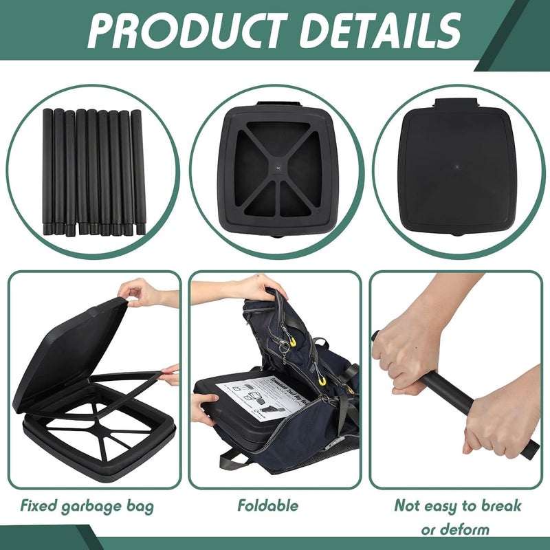 LASALE Collapsible Trash Can Bag Holder IndoorOutdoorPicnicHome Kitchen Use Portable Expandable Trash Bag Holder with Lid and 3 Different Height - Image 5