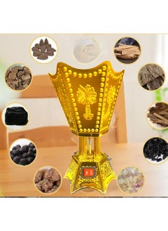 Generic Portable Electric Incense Burner. Antique Arabic Resin and Oud Incense Holder, Aromatherapy Diffuser for Yoga, Spa, Aromatherapy, Home and Office Decor. (Black and Gold Leaf Incense Burner  - Image 3