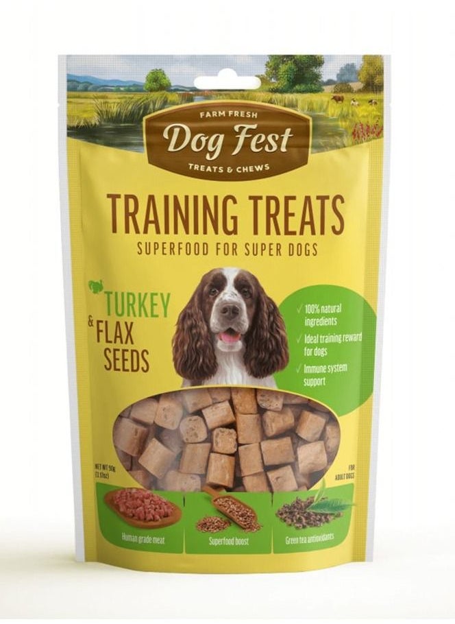 Dog Fest Training Treats with Turkey & Flax Seeds 90g 
