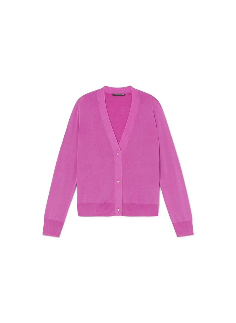 Lola Casademunt Closed cardigan with cool knit rib jewel buttons