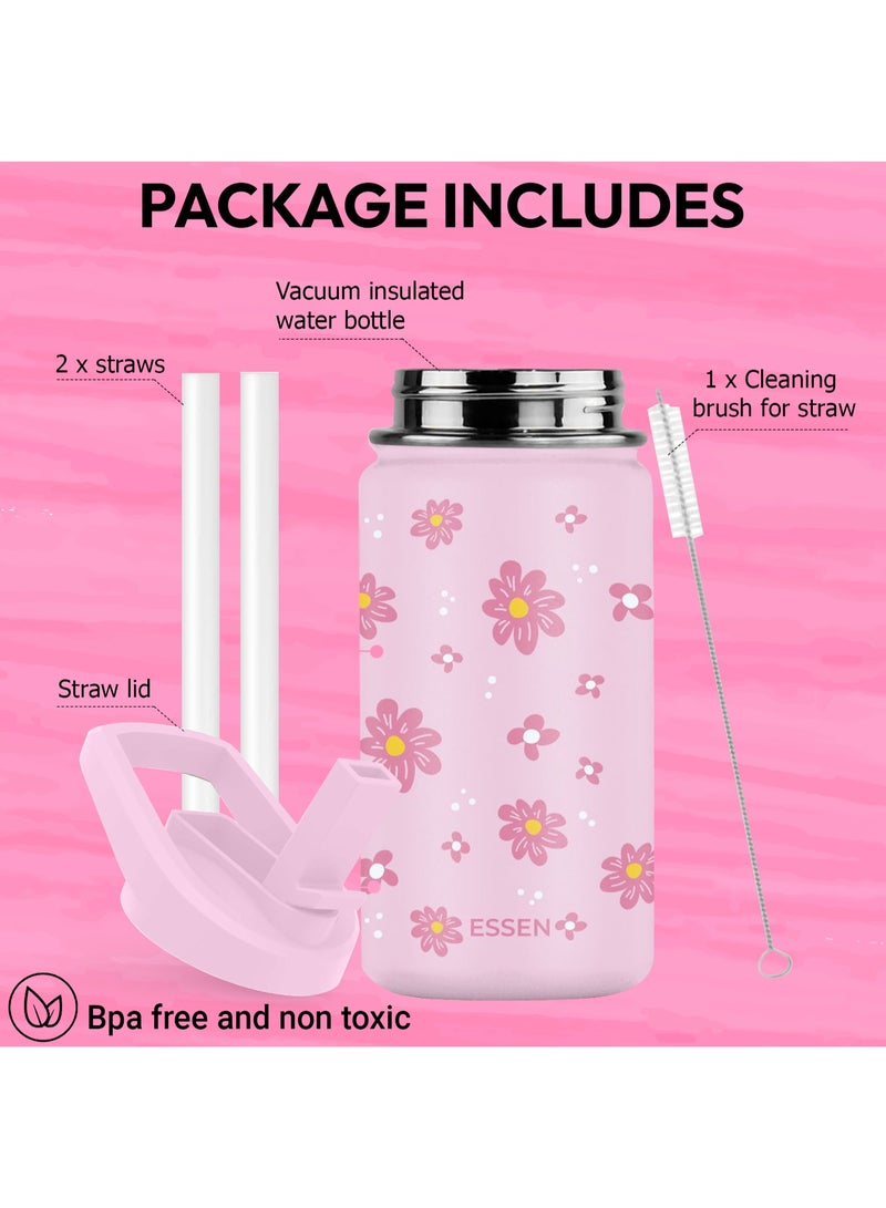 ESSEN Kids Water Bottle Stainless Steel for Girls Flower – 414 ml - Image 4