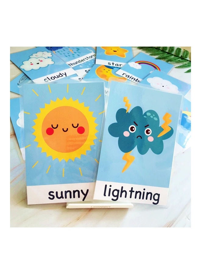 NIBEMINENT 15-Piece Waterproof Learning Word Weather English Flash Cards 16 X 22cm - Image 2