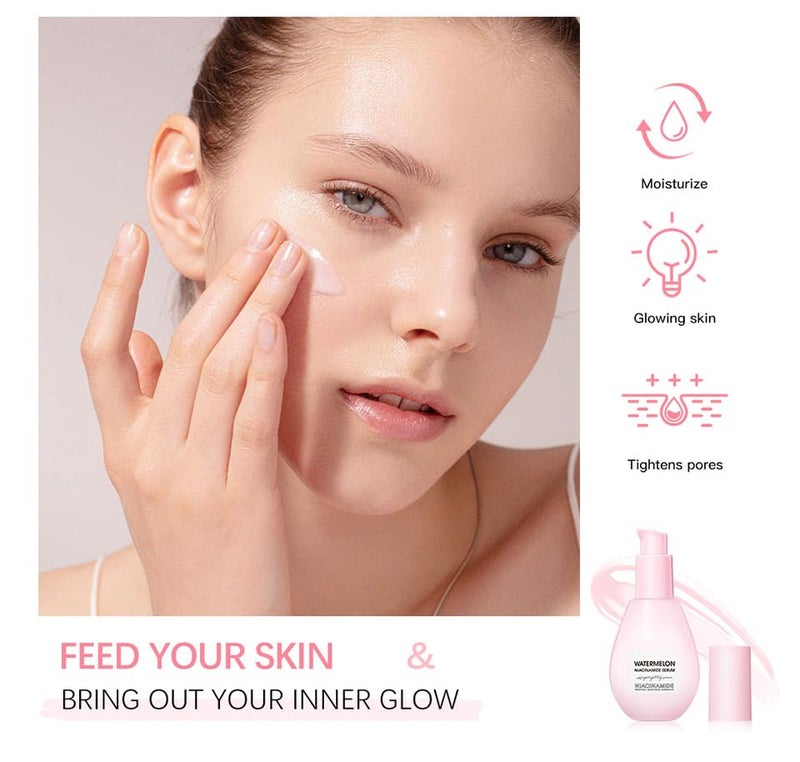 Yeweian Watermelon Niacinamide Moisturize Serum for Face Skin Care, Hydrating & Brighten with Hyaluronic Acid, Glycerin and Vitamin E, Lightweight Facial Serum & Priming Liquid Highlighter(75ml) - Image 3
