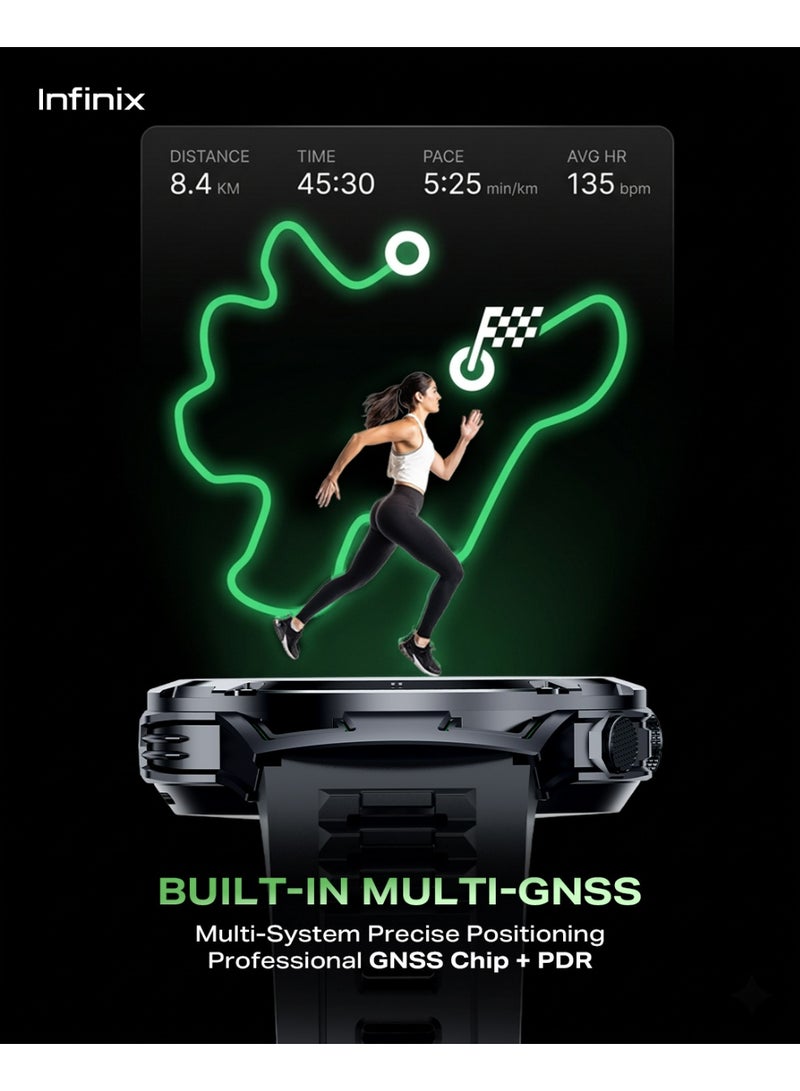 إنفينيكس Infinix GTWatch 5 Pro is built for active lifestyles with AMOLED display, Multi-GNSS positioning support, Bluetooth calling, 5ATM swim-proof protection and long battery life, Black. black - Image 2