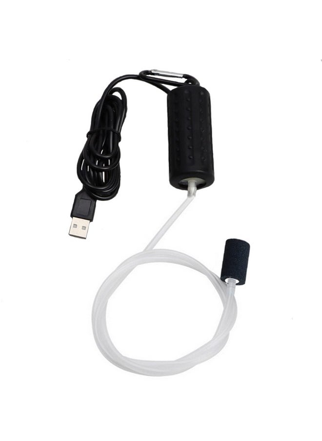 lenpestia Aquarium Air Pump Mini USB Fish Tank Oxygen Air Pump Portable Ultra Silent Air Aerator Pump Energy Saving Oxygen Bubbler with Air Stone and Single Outlet Silicone Tube 1W (Black)  - Image 1