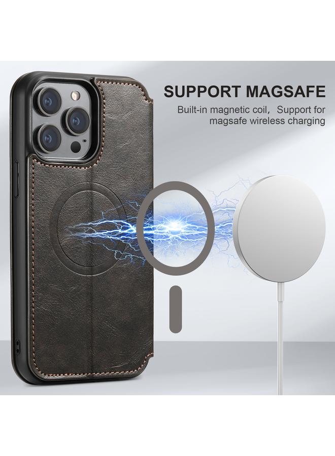 Suteni Case For iPhone 16 J05 Leather Magnetic MagSafe Phone Case - Image 3