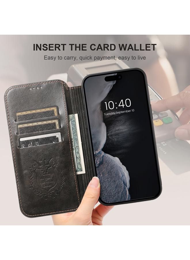 Suteni Case For iPhone 16 J05 Leather Magnetic MagSafe Phone Case - Image 4