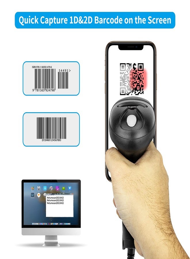 ماسح ضوئي محمول باليد يعمل بمنفذ USB لرموز QR، قارئ رموز NetumScan السلكي التلقائي أحادي وثنائي الأبعاد مع حامل قابل للتعديل للمتاجر والسوبر ماركت والمستودعات (سلكي) - Image 5