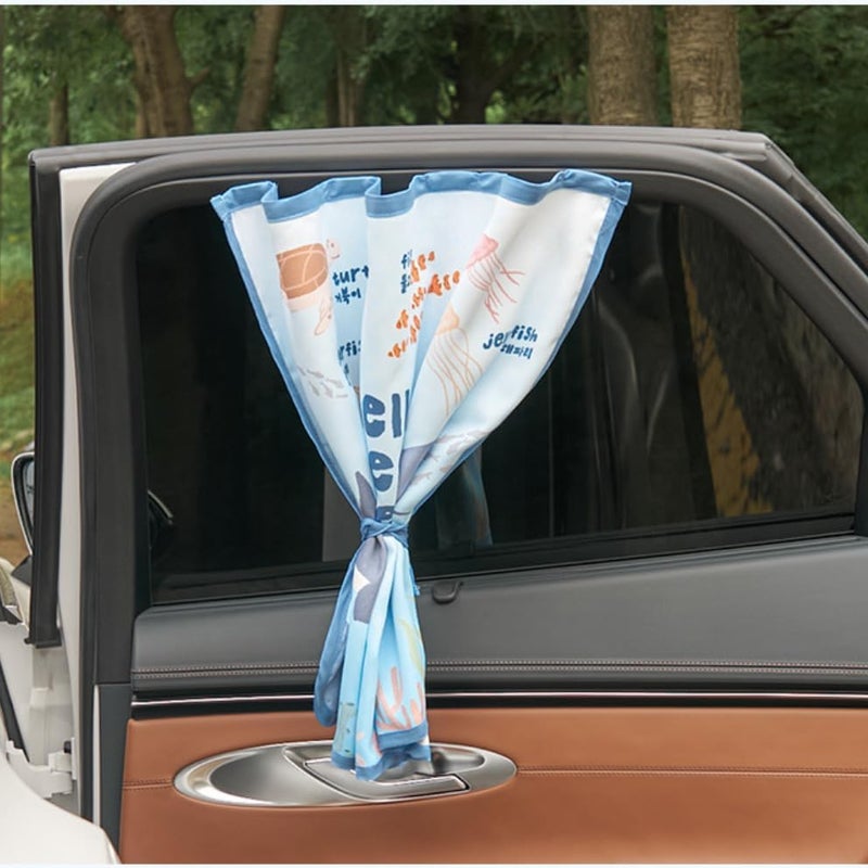 bebedeco Magnetic Car Sun Shade Curtain for Side Window – Sun Blocker and UV Protector for Baby, Kids, and Pets – Universal Fit with Built-in Magnets for Steel-Framed Door (Magnet-New Ocean Friends) - Image 5