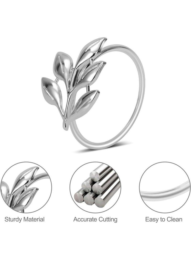 طقم خواتم مناديل من 6 قطع، أطقم خواتم مناديل حاملات خواتم مناديل أوراق الشجر عتيقة - Image 2