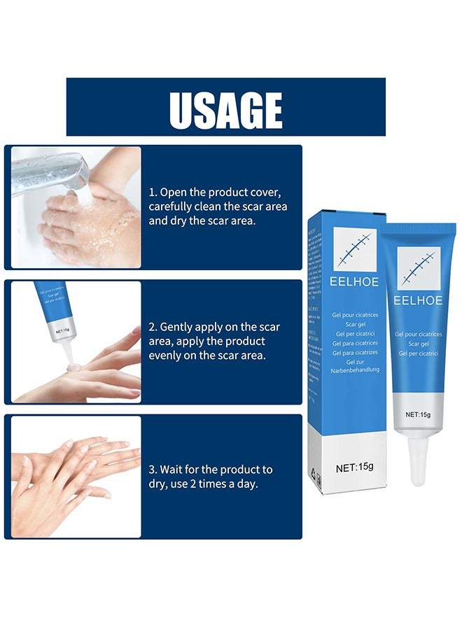EELHOE Scar gel - Helps Soften And Smooth Raised Scars, Maintaining The Moisture Balance of The Adjacent Skin, Reduces Discolouration, Redness, Pain and Discomfort of Scars 15g - Image 4