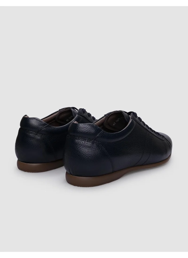 كاباني Genuine Leather Navy Blue Lace-Up Men's Casual Shoes