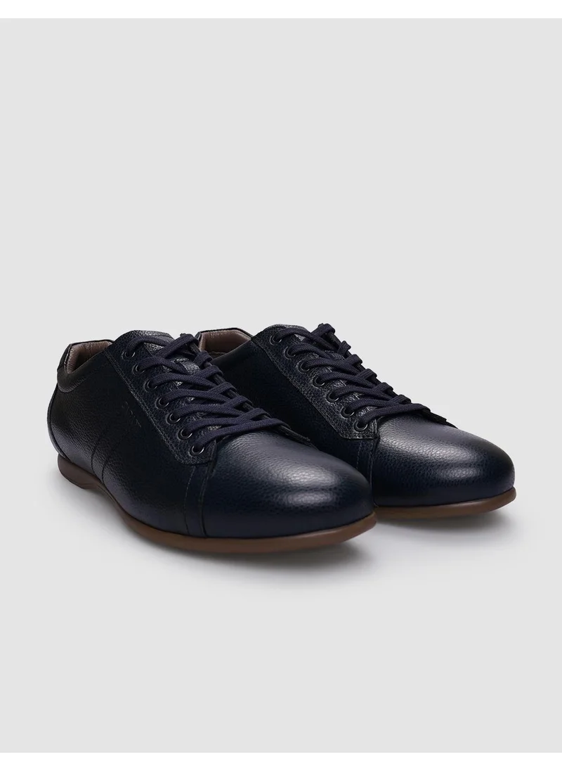 كاباني Genuine Leather Navy Blue Lace-Up Men's Casual Shoes