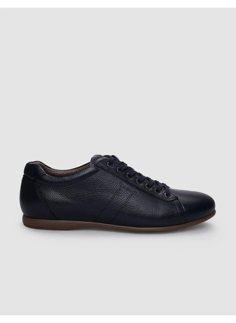 كاباني Genuine Leather Navy Blue Lace-Up Men's Casual Shoes