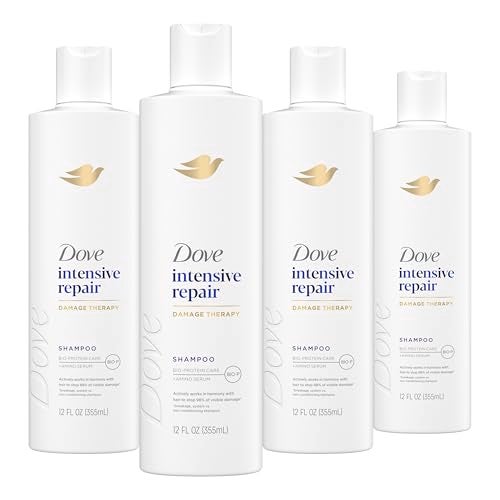 Dove Shampoo 4 count Intensive Repair for Damaged Hair with Bio-Protein Care Technology and Amino Serum 12 Fl Oz - Image 1