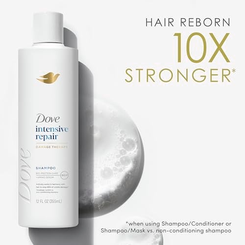 Dove Shampoo 4 count Intensive Repair for Damaged Hair with Bio-Protein Care Technology and Amino Serum 12 Fl Oz - Image 5