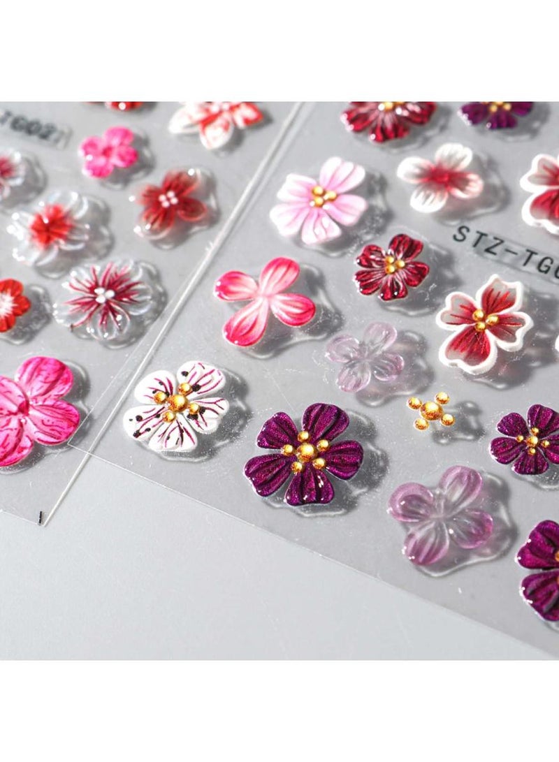 خاجول لوح واحد من ملصقات الأظافر البارزة خماسية الأبعاد، زخارف أظافر زهرية أنيقة للتزيين المنزلي، تصاميم نباتية مجسمة للأظافر والأسطح الملساء، هدية إبداعية للنساء والفتيات - Image 4