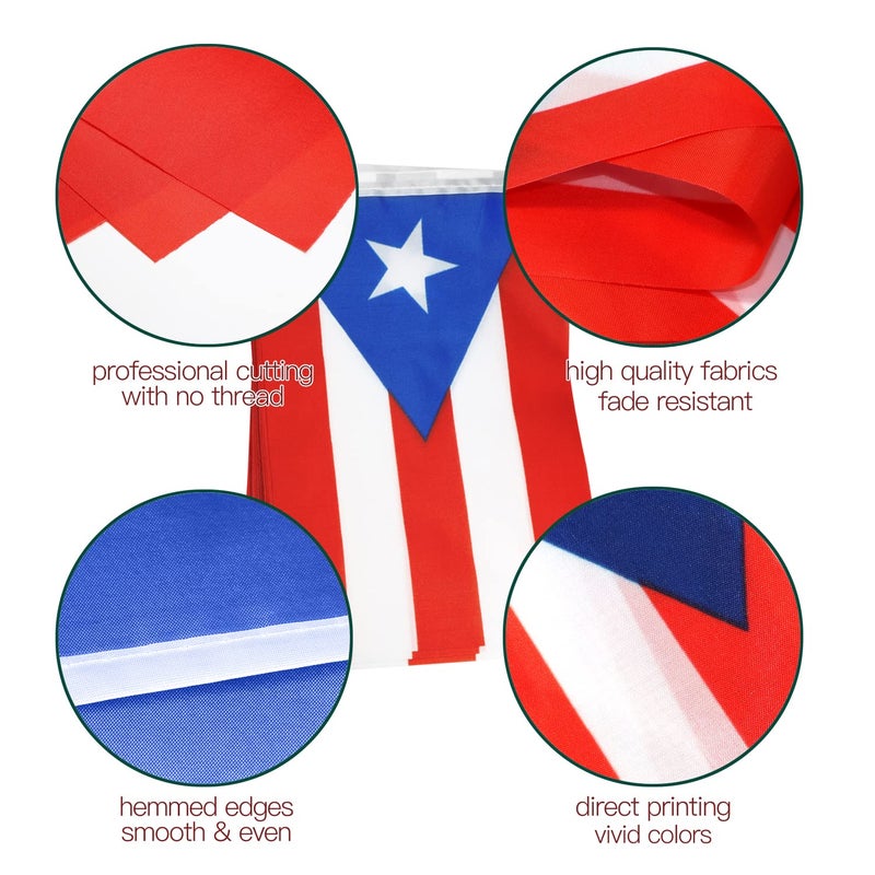 Anley Puerto Rico String Flag Pennant Flags, Patriotic Events 12th of June National Puerto Rican Day Decoration Sports Bars - 33 Feet 38 Flags - Image 2