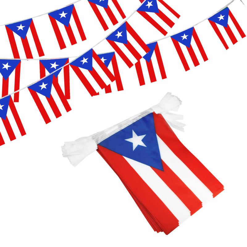 Anley Puerto Rico String Flag Pennant Flags, Patriotic Events 12th of June National Puerto Rican Day Decoration Sports Bars - 33 Feet 38 Flags - Image 1