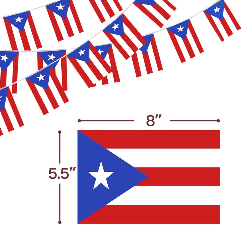 Anley Puerto Rico String Flag Pennant Flags, Patriotic Events 12th of June National Puerto Rican Day Decoration Sports Bars - 33 Feet 38 Flags - Image 3