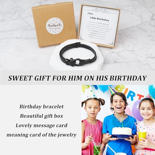 Sereney 10 Year Old Boy Gifts as 10th Birthday Boy Gifts for Him, Adjustable Leather ID Bracelet Double Digits Birthday Boys As 10th Birthday decorations for Boys Male Son Grandson Nephew Friend - Image 3