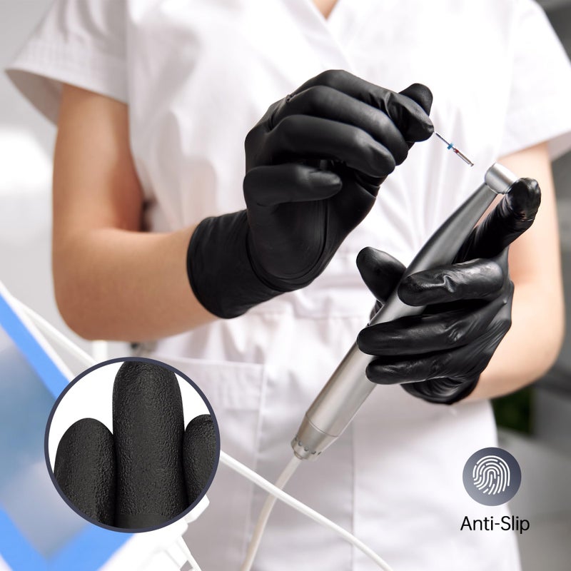 SwiftGrip Disposable Nitrile Exam Gloves, Black Nitrile Gloves Disposable Latex Free for Medical, Cooking & Esthetician, Food-Safe Rubber Gloves, Powder Free, Non-Sterile, 100-ct Box (Small) - Image 5