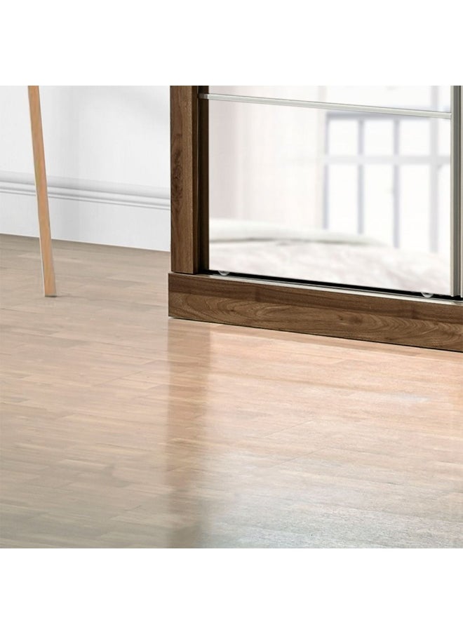 DANUBE HOME Supreme 2-Door Large Sliding Wardrobe with Mirrors – Modern Engineered Wood Closet with Sliding Doors, Ample Storage, and Full-Length Mirrors – Bedroom Furniture - Light Walnut  - Image 5