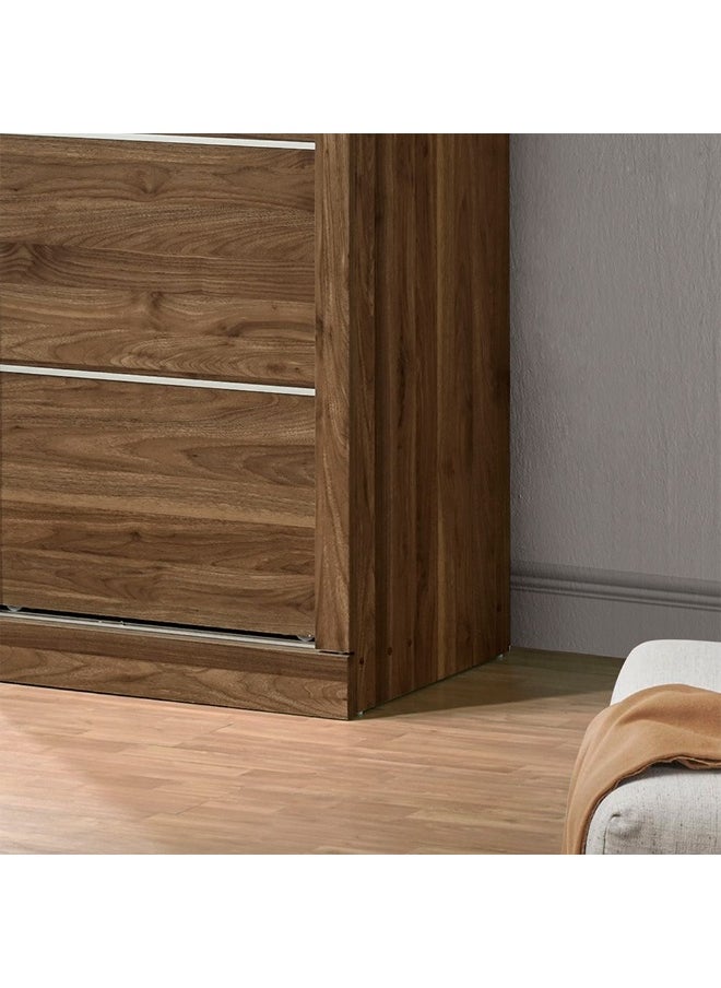 DANUBE HOME Supreme 2-Door Large Sliding Wardrobe with Mirrors – Modern Engineered Wood Closet with Sliding Doors, Ample Storage, and Full-Length Mirrors – Bedroom Furniture - Light Walnut  - Image 4
