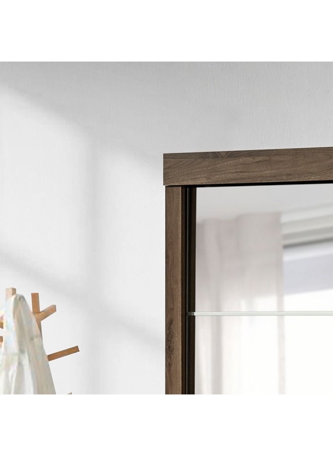 DANUBE HOME Supreme 2-Door Large Sliding Wardrobe with Mirrors – Modern Engineered Wood Closet with Sliding Doors, Ample Storage, and Full-Length Mirrors – Bedroom Furniture - Light Walnut  - Image 2