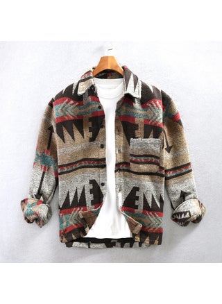 Autumn Winter Retro Patch Color Wool Shirt Coat for Men Deep coffee - pzsku/Z73AFED604F4AFD48DC60Z/45/1746218895/895b4229-4361-4bc5-9fb1-c455b1c2a290