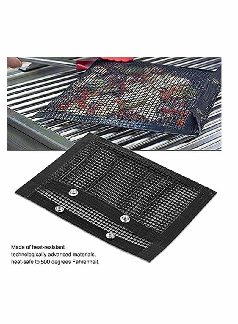 BBQ Mesh Grill Bags High Temperature Resistant Grid Barbecue Bag Reusable Grilling Pouches for Charcoal Gas Electric Grills Barbecue Bag Set Is A Must-Have for All Event 3 Pack Black - Image 4