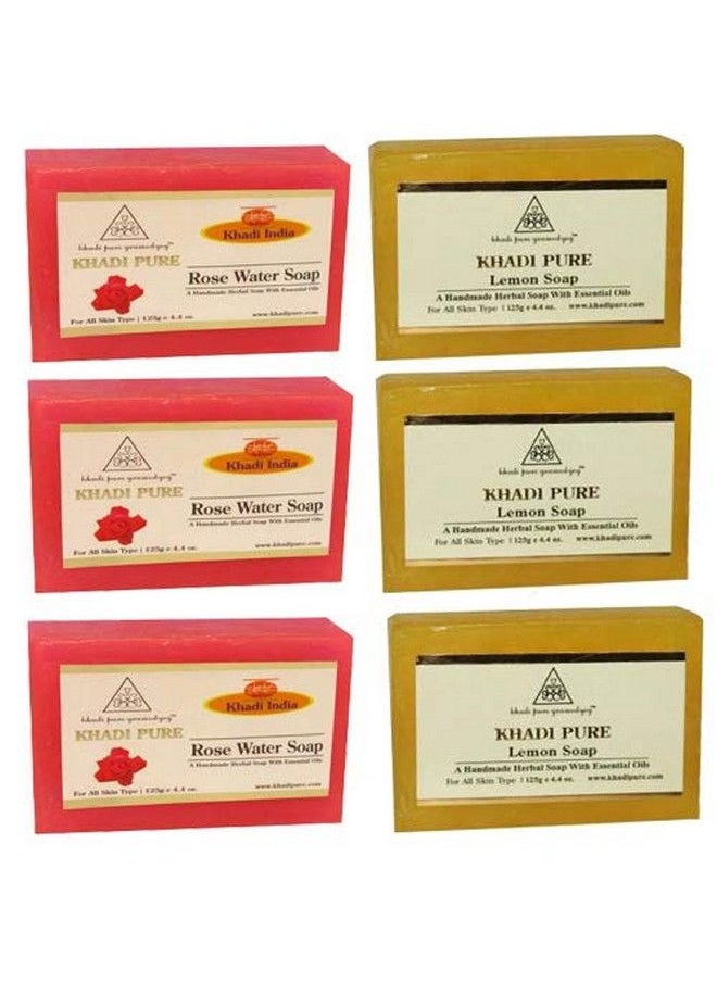 Khadi Pure صابون الليمون وماء الورد 125 مل (عبوة من 6 قطع)  - Image 1