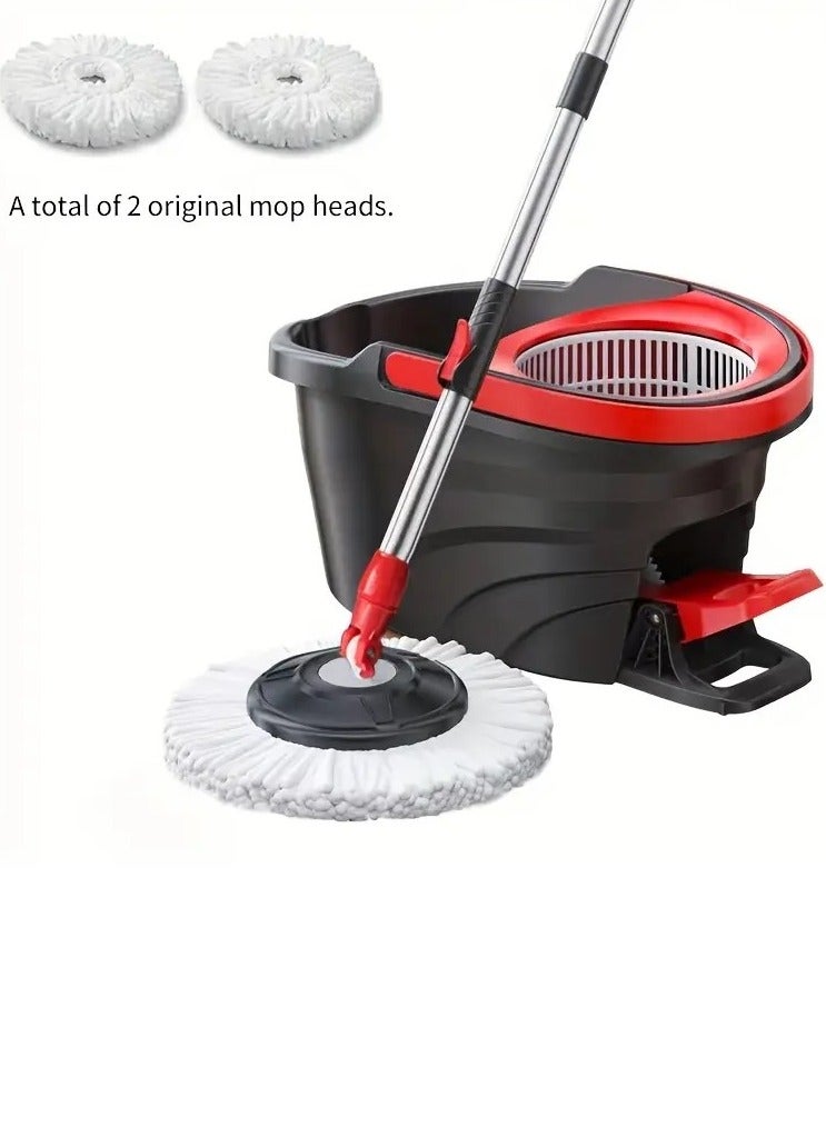 مجموعة ممسحة دوارة سهلة التنظيف ودلو مع دواسة قدم، مقبض تلسكوبي 85-125 سم، ممسحة أرضية مع عصارة دوارة، رأس ممسحة 2 في 1 من الألياف الدقيقة متنوعة - Image 5