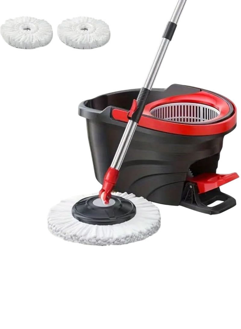 مجموعة ممسحة دوارة سهلة التنظيف ودلو مع دواسة قدم، مقبض تلسكوبي 85-125 سم، ممسحة أرضية مع عصارة دوارة، رأس ممسحة 2 في 1 من الألياف الدقيقة متنوعة - Image 2