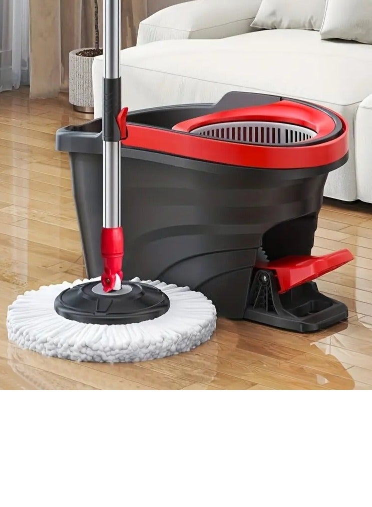 مجموعة ممسحة دوارة سهلة التنظيف ودلو مع دواسة قدم، مقبض تلسكوبي 85-125 سم، ممسحة أرضية مع عصارة دوارة، رأس ممسحة 2 في 1 من الألياف الدقيقة متنوعة - Image 3