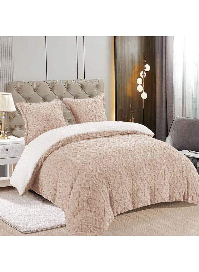 Comfy طقم لحاف كينغ بحجم 6 قطع من الفرو الصناعي الناعم والسميك والدافئ بلون البيج المريح