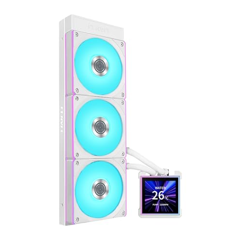 LIAN LI مبرد سائل للمعالج Lian Li Hydroshift II 360 CL ARGB 360 مم AIO بشاشة مربعة IPS LCD 34 مع سلسلة ديزي تشين منخفضة الضوضاء لمنافذ Intel LGA 18511700 و AMD AM5AM43X CL120 مع مراوح ARGB بيضاء HS2LCDS36CW - Image 1