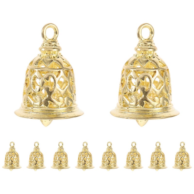 EXCEART 10Pcs Brass Jingle Bells Vintage Wind Chimes Bells Rustic Handicrafts Bells Jewelry Bag Charms Pendants（0.59x0.47Inch） - Image 1