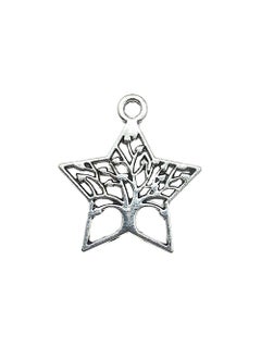 Vintage Diy Handmade Alloy Jewelry Accessories Star Hollow Out Pentagram Meteor Necklace Earrings Pendant Hanging Ornament 9324-ancient silver five-pointed star tree of life 20x23mm-1g
