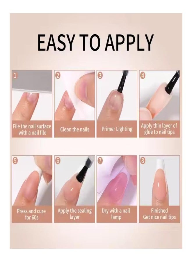 Nailwind أظافر صناعية مزيفة على شكل لوز 216 قطعة من نيل ويند، أظافر فرنسية بيضاء، مجموعة تمديد أظافر صناعية بـ 9 ألوان، أظافر أكريليك لامعة كاملة التغطية للنساء والفتيات لتصميم الأظافر. - Image 4